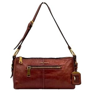 Prada - one shoulder bag Burgundy leather handbag gold hardware
